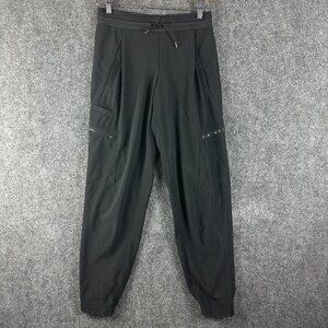 Athleta Venture Pant Womens 0 Black Stretch Zip Pockets Tapered Leg Elastic Cuff